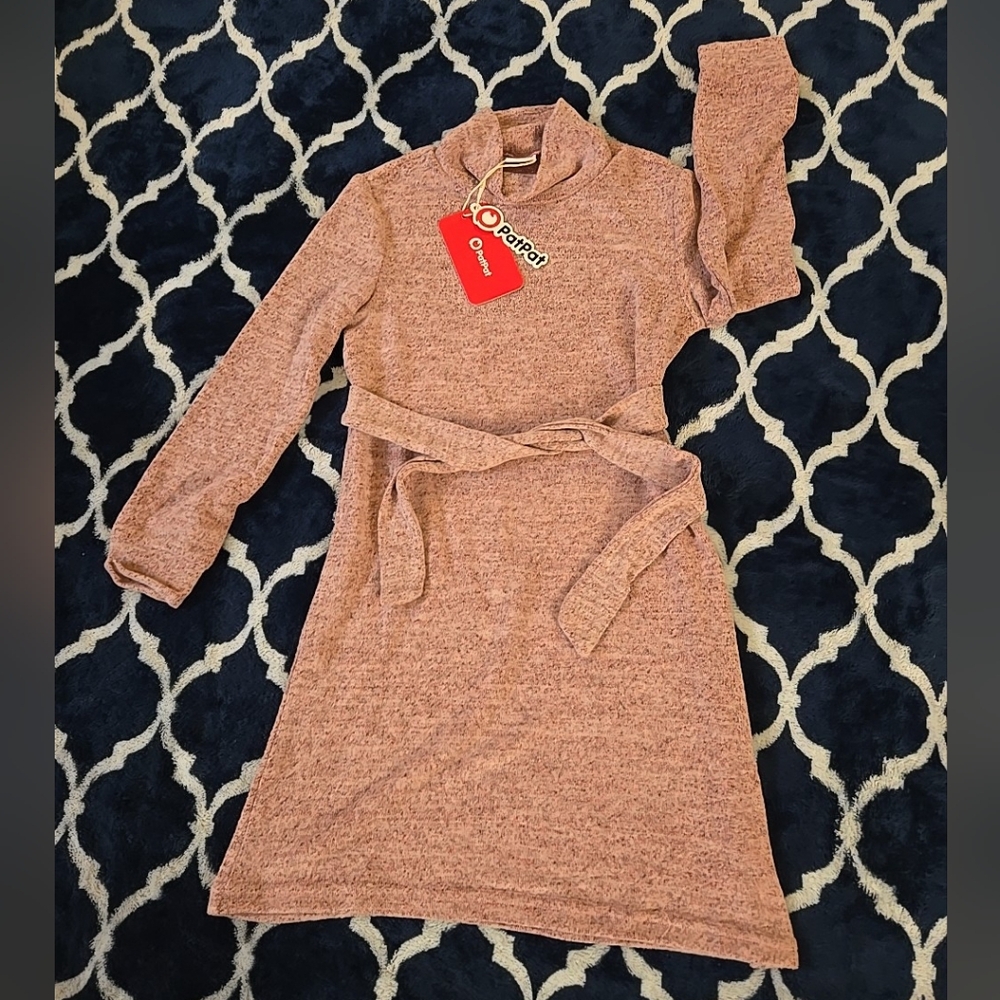 6-7 Years Girls Long Sleeve Dress With Belt